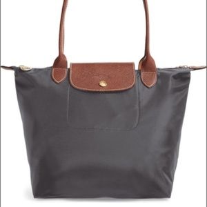 Longchamp ‘SMALL Le Pliage' Tote: Gunmetal handbag